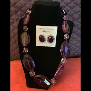 NWT ETIENNE AIGNER Pierced PURPLE EARRINGS & Neck